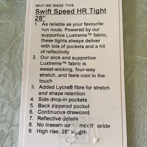 New Lululemon Swift Speed HR Tight 28” - Picture 7 of 7